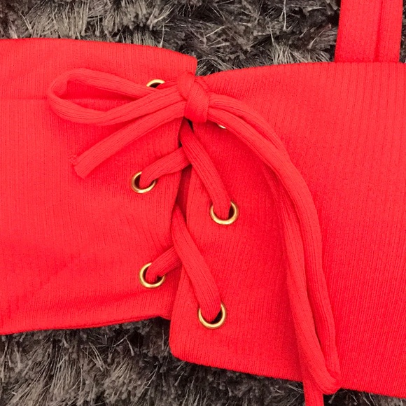 Red Ribbed Bikini - Picture 2 of 4